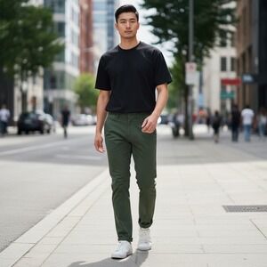 Scotch & Soda Mott Chinos Mens 32x32 Olive Green Pants Cotton